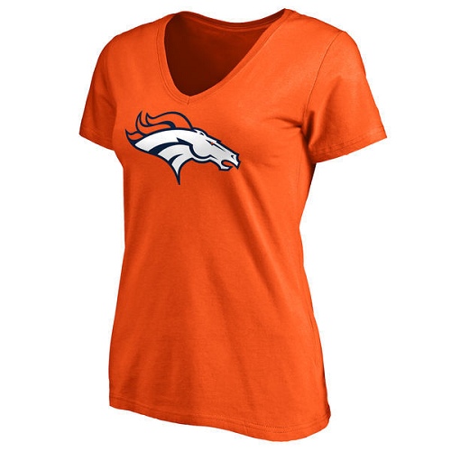 NFL Women's Denver Broncos Pro Line Orange Primary Team Logo Slim Fit T-Shirt